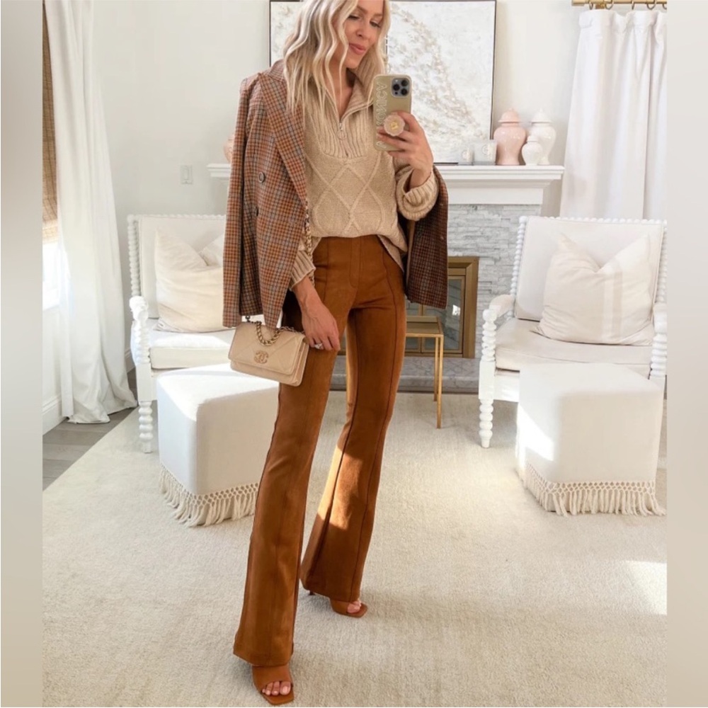 Spanx Faux Suede‎ Flare Pants in Rich Camel